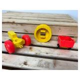 Vintage Fisher Price Little People Sesame Street Pieces Big Bird, Franklin, Grover, Tractor & Cart, Sheep, Mailman & Playground Toy