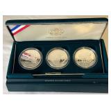 1994 US Veterans Commemorative SILVER Dollars - 3 Coin Set - original package with COA