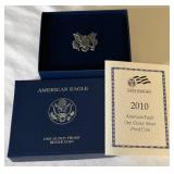 2010 W-American Eagle One Ounce Proof SILVER Bullion Dollar Coin - original package with COA