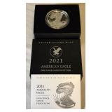 2021 W-American Eagle One Ounce Proof SILVER Bullion Dollar Coin - original package with COA