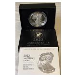 2022 W-American Eagle One Ounce Proof SILVER Bullion Dollar Coin - original package with COA