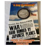 2001 Remember Pearl Harbor Commemorative SILVER Coin - original packaging