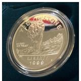 1999 P-Yellowstone National Park Proof SILVER Dollar - original package with COA