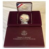 1998 S-Robert F Kennedy Memorial Proof SILVER Dollar - original package, COA missing
