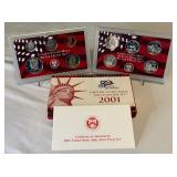 2001 SILVER Proof Set (10 coins) - original package with COA