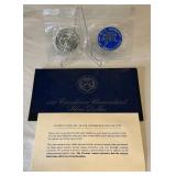 1972 S-Eisenhower Uncirculated SILVER Dollar & Token - original package with COA