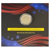 2020 S-American Innovations - $1 Coin REVERSE Proof - Massachusetts - original package with COA