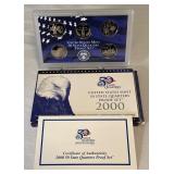2000 State Quarters Proof Set (MA, MD, SC, NH, VA)- original package with COA