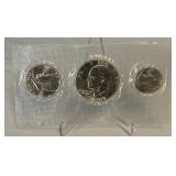1975 Bicentennial SILVER Uncirculated Proof 3 Coin Set (Dollar/Half Dollar/Quarter) - cello wrapped