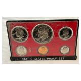1977 Proof Set (6 coins) - No external case, slightly dirty from fire damage