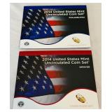 P&D Two (2) 2014 US Mint Uncirculated Coin Sets (28 Coins) - original gov