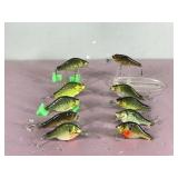Lot of 10 Bagley Fishing Lures Shaped like Sunfish, Crappies and Bass