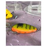 Lot of 10 Fishing Lures - Pico Perch - South Bend Optic - Texas Shad - Aquasonic Chatterbox & More