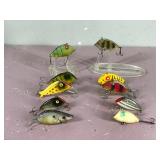 Lot of 10 Fishing Lures - Pico Perch - South Bend Optic - Texas Shad - Aquasonic Chatterbox & More