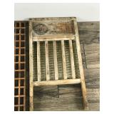Vintage Janney, Semple, Hill & Co. Wood / Metal Washboard & Wooden Floor Grate