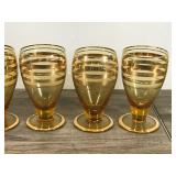 Vtg Lot of 6 Czech Bohemian Gold Band Cordial Shot Glasses