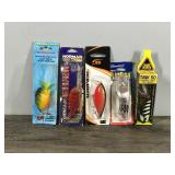 Lot of 5 Fishing Lures in Original Packages - see description for more info