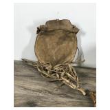 Lot of Vintage Native American Collectibles - Leather Medicine Bag - Chief Doll - Not Sure what the piece is that is made out of birch bark