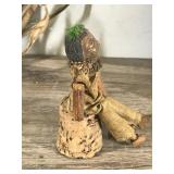 Lot of Vintage Native American Collectibles - Leather Medicine Bag - Chief Doll - Not Sure what the piece is that is made out of birch bark