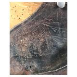 Vintage leather Gun Holster Star Buttons and Bull / Cowboy & Horse Engraved on Leather  - Holster only