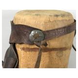 Vintage leather Gun Holster Star Buttons and Bull / Cowboy & Horse Engraved on Leather  - Holster only