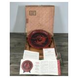 Sense of "Touch" CINNABAR PLATE The Five Perceptions Of Weo Cho Ornate Resin Top and Brass Bottom - #7174/19500