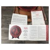 Sense of "Touch" CINNABAR PLATE The Five Perceptions Of Weo Cho Ornate Resin Top and Brass Bottom - #7174/19500