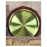 Sense of "Touch" CINNABAR PLATE The Five Perceptions Of Weo Cho Ornate Resin Top and Brass Bottom - #7174/19500