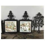 Lot of Vintage Cast Iron Trivets and More