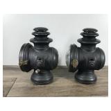 2 - Antique Dietz Champion Steel Driving Lamp Lantern Light Buggy Carriage