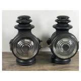 2 - Antique Dietz Champion Steel Driving Lamp Lantern Light Buggy Carriage