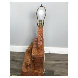 Hand Carved Lamp - Older Couple in Rocking Chairs Sitting Next to the Fireplace