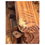 Hand Carved Lamp - Older Couple in Rocking Chairs Sitting Next to the Fireplace