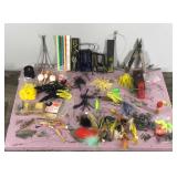 Lot of Fishing Tackle & More - Hooks - Bass Spinners - Jigs - Lead Weights - Fish Scales - Rulers and More