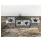 4 1 Vintage Chrome Storage Canisters - Flour - Tea - Coffee - Sugar