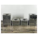 4 1 Vintage Chrome Storage Canisters - Flour - Tea - Coffee - Sugar