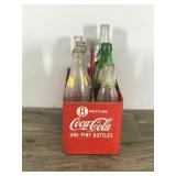 VINTAGE COCA COLA RED PLASTIC 8 BALL LOGO ONE PINT BOTTLE CARRIER With 8 Collectible Bottles