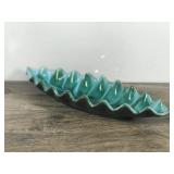 Blue Mountain Pottery Bowl: Teal Green Drip Glaze, Crimped Edge, Vintage Canadian Decor