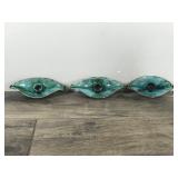 3 - Vintage BMP Canada Drip Glaze Blue Mountain Candle Holders