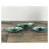 3 - Vintage BMP Canada Drip Glaze Blue Mountain Candle Holders