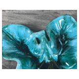 Vintage BMP Canada Drip Glaze Blue Mountain Pottery Leaf Shaped Candy Dish