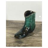 Vintage Drip Glaze Blue Mountain Pottery Cowboy Boot Figurine