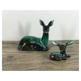 2 - Vintage Blue Mountain Drip Glazed Pottery Deer / Fawn