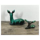 2 - Vintage Blue Mountain Drip Glazed Pottery Deer / Fawn