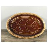 Vtg Hull Pottery Brown Drip Oval Serving Platter Oven Safe Made in USA