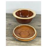 Vintage Lidded Brown Drip Glazed Casserole Bowl