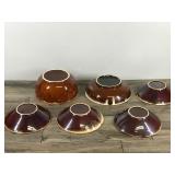 Lot of 6 - Vintage Brown Drip Glaze Bowls
