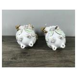 2 - VTG UCAGCO PORCELAIN Ornate VASES CHERUB BABY GOLD Trim