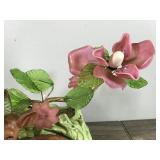 Vintage Shawnee USA Electric Portable Lamp - Deer Fawn Laying next to logs with flowers overhead