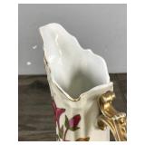 Vintage Carlsbad Victoria Floral Pansies Pitcher Ewer Cream And Gold Trim - Austria #6